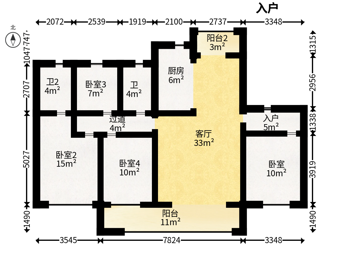 龙湖舜山府  4室2厅2卫   235.00万户型图