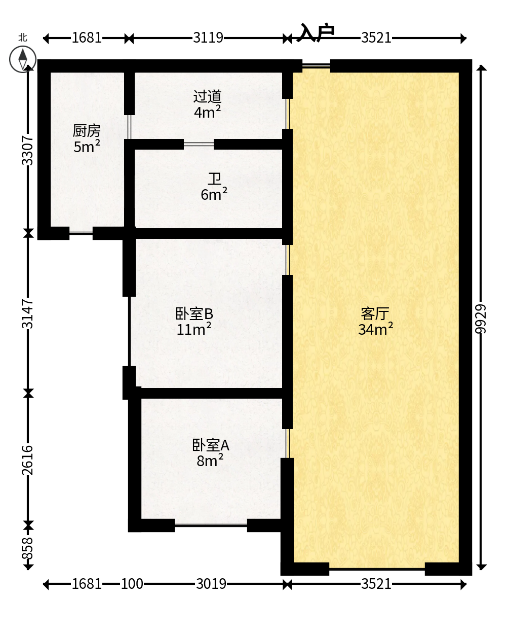 欧莱雅郡  2室2厅1卫   60.00万户型图