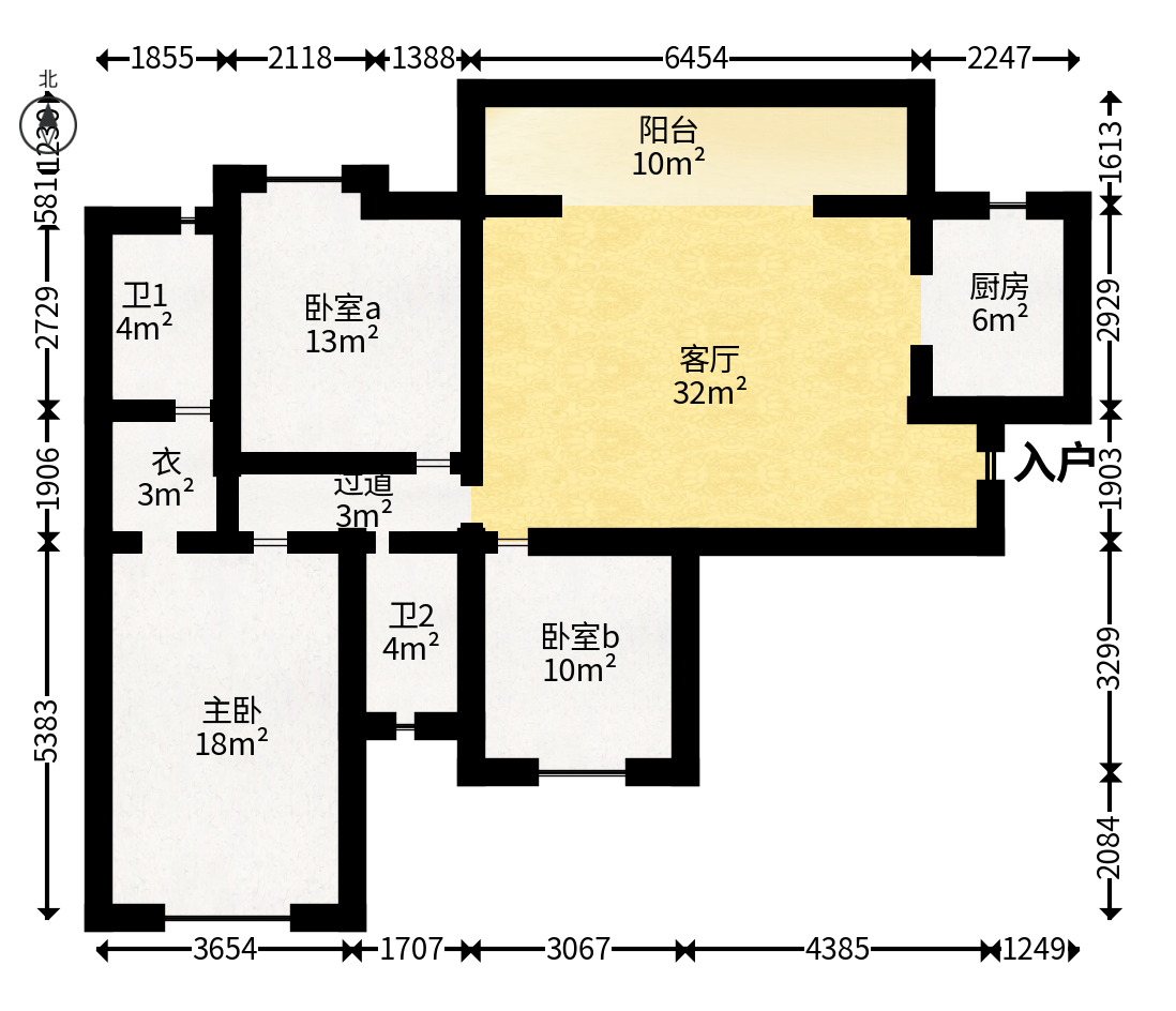 中粮鸿云  3室2厅2卫   94.80万户型图