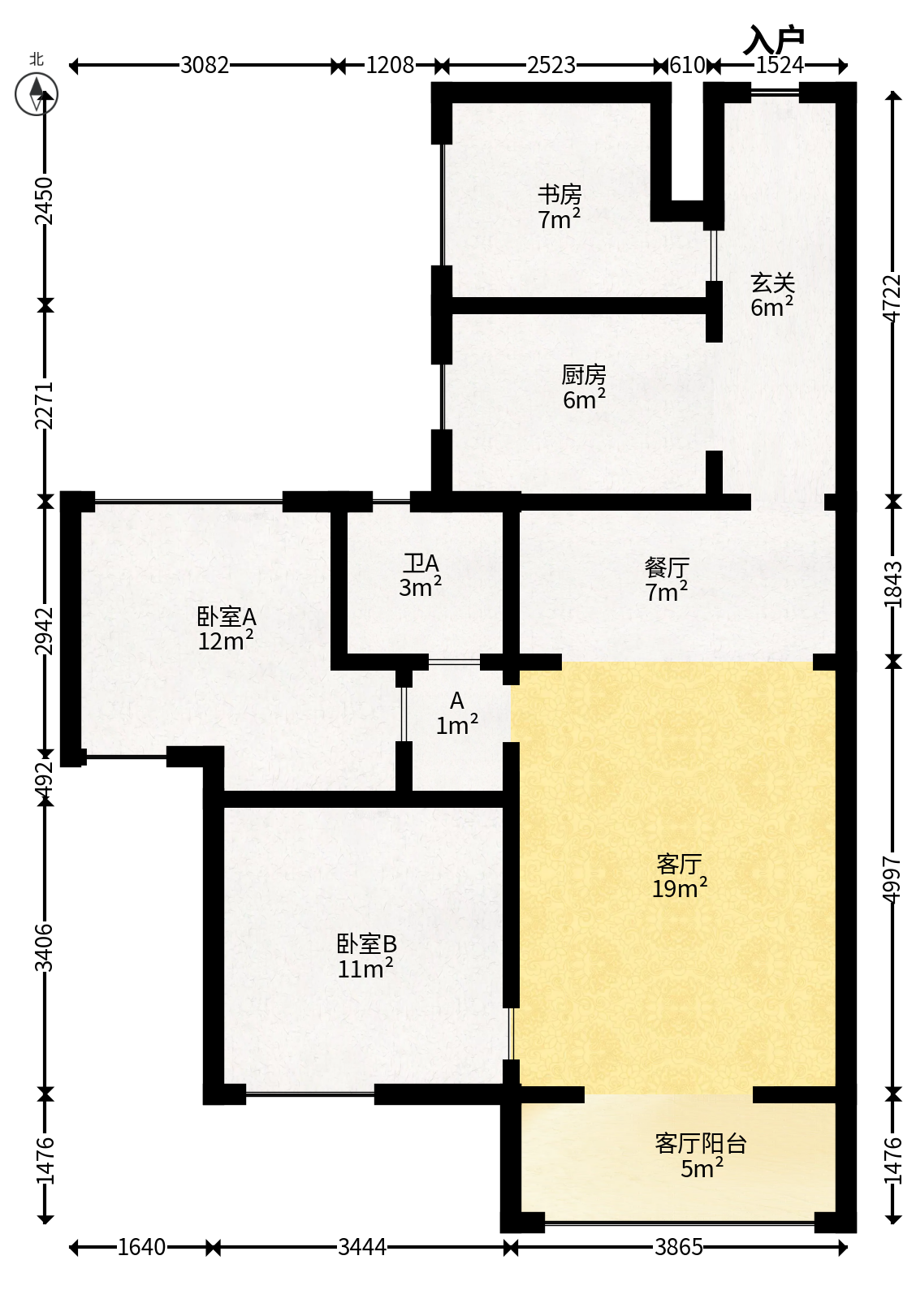 龙湖水晶郦城  3室2厅1卫   115.00万户型图