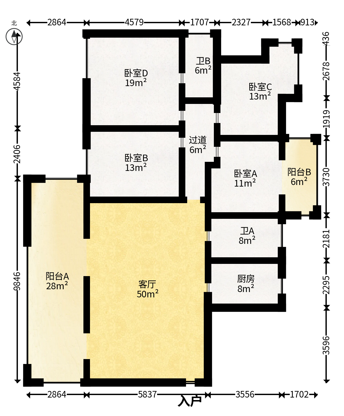 华盛新外滩  4室1厅2卫   290.00万户型图