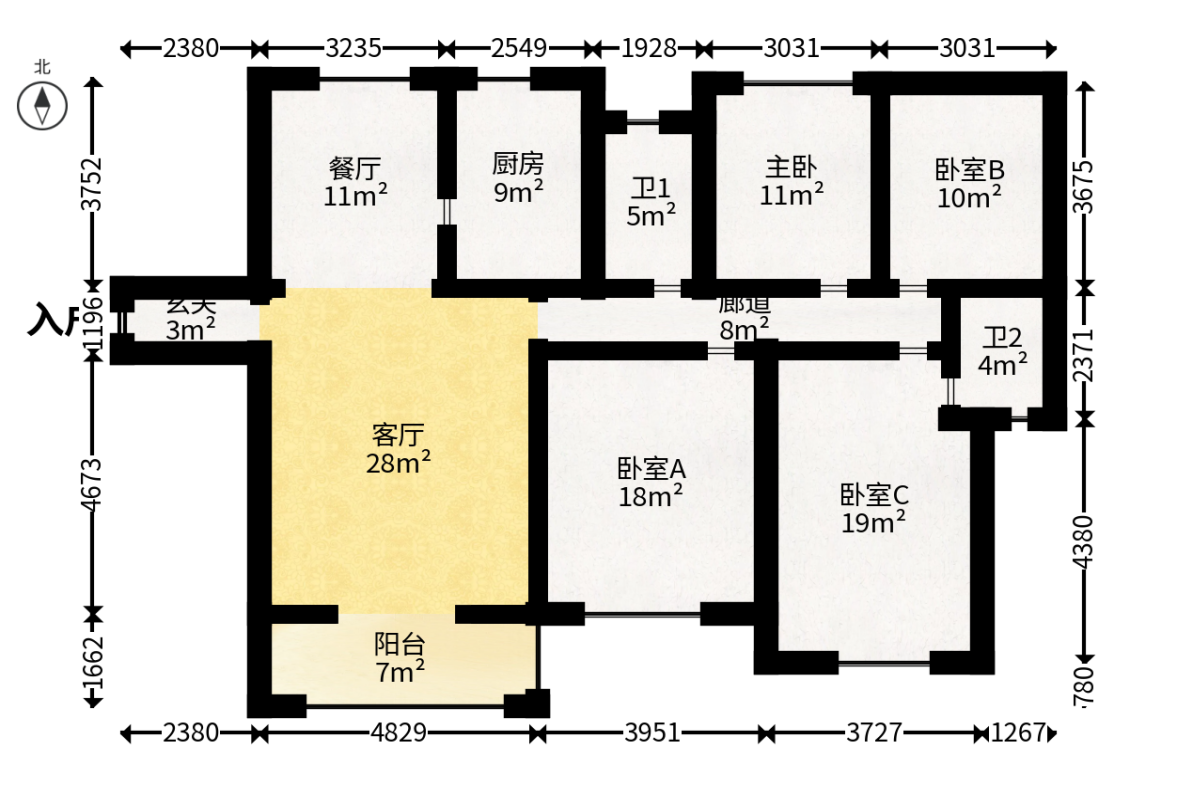 江山帝景哈佛  4室2厅1卫   139.90万户型图