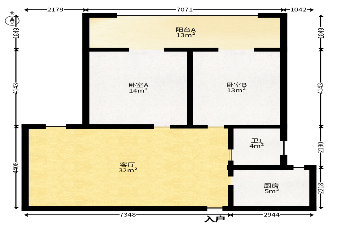 天凯东苑  2室1厅1卫   43.00万户型图