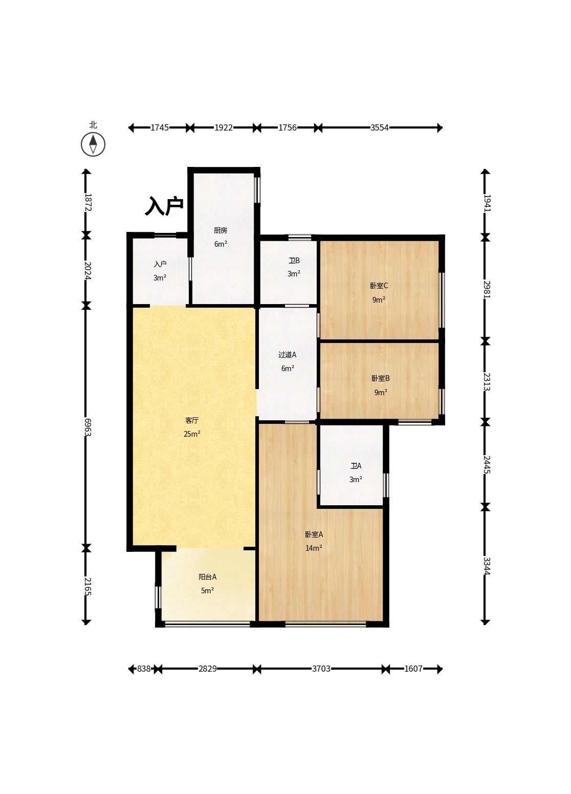万科魅力之城天阔里 3室2厅2卫 115.0万 万科魅力之城天阔里 3室2厅2卫 115.0万户型图