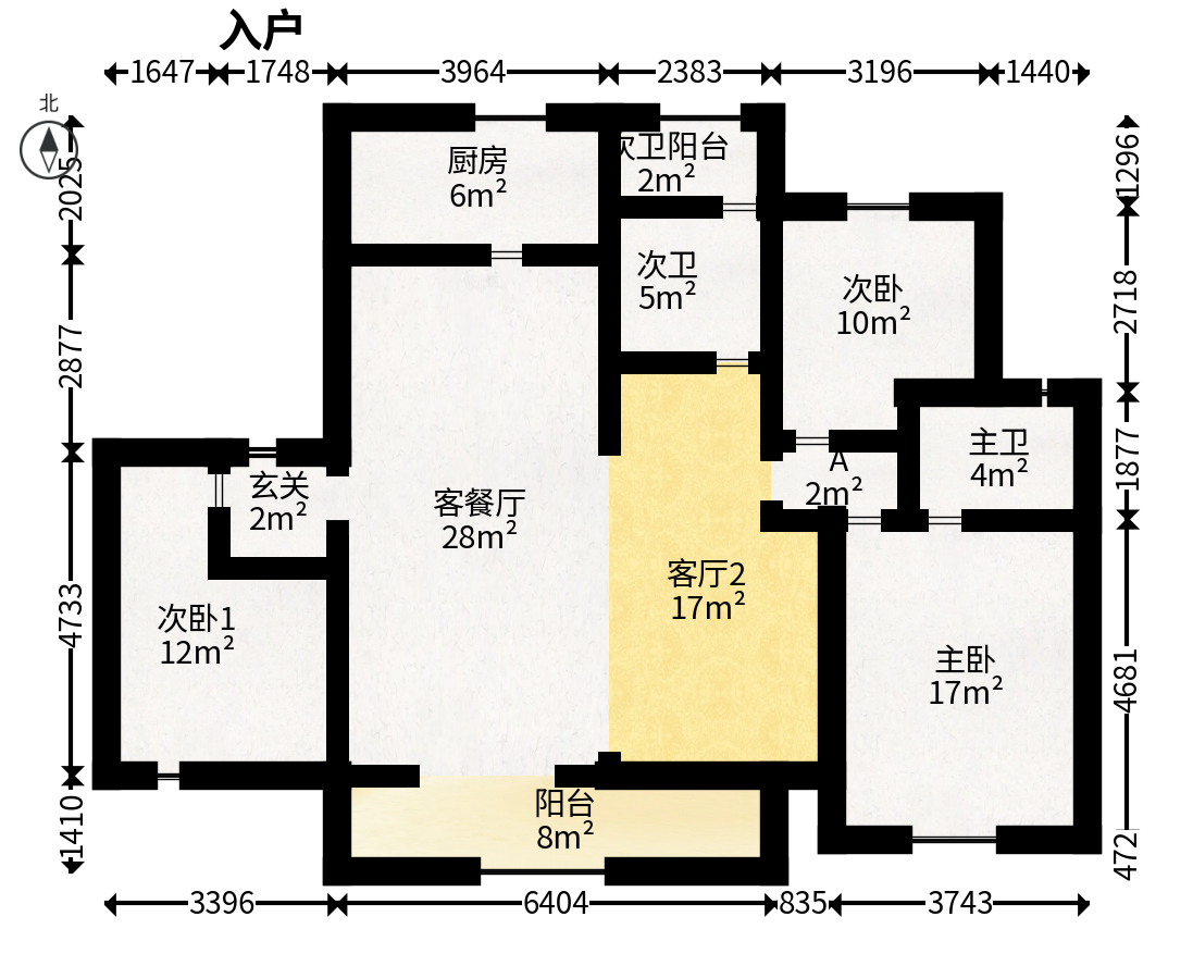 恒基旭辉湖山赋  4室2厅2卫   138.00万户型图