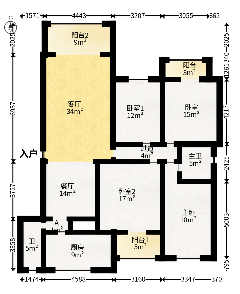 新华联家园  4室2厅2卫   256.00万户型图