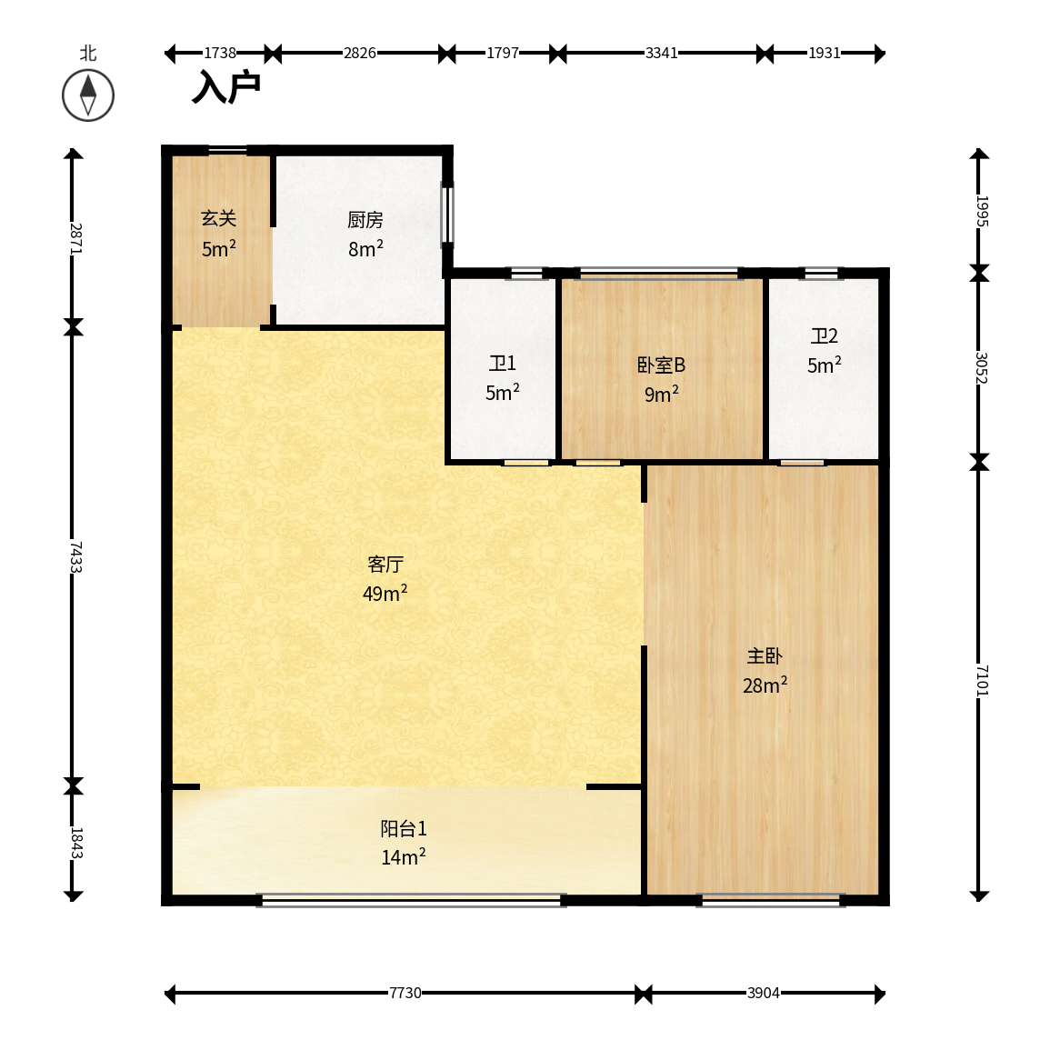 建投象山国际  4室2厅2卫    162.0万户型图