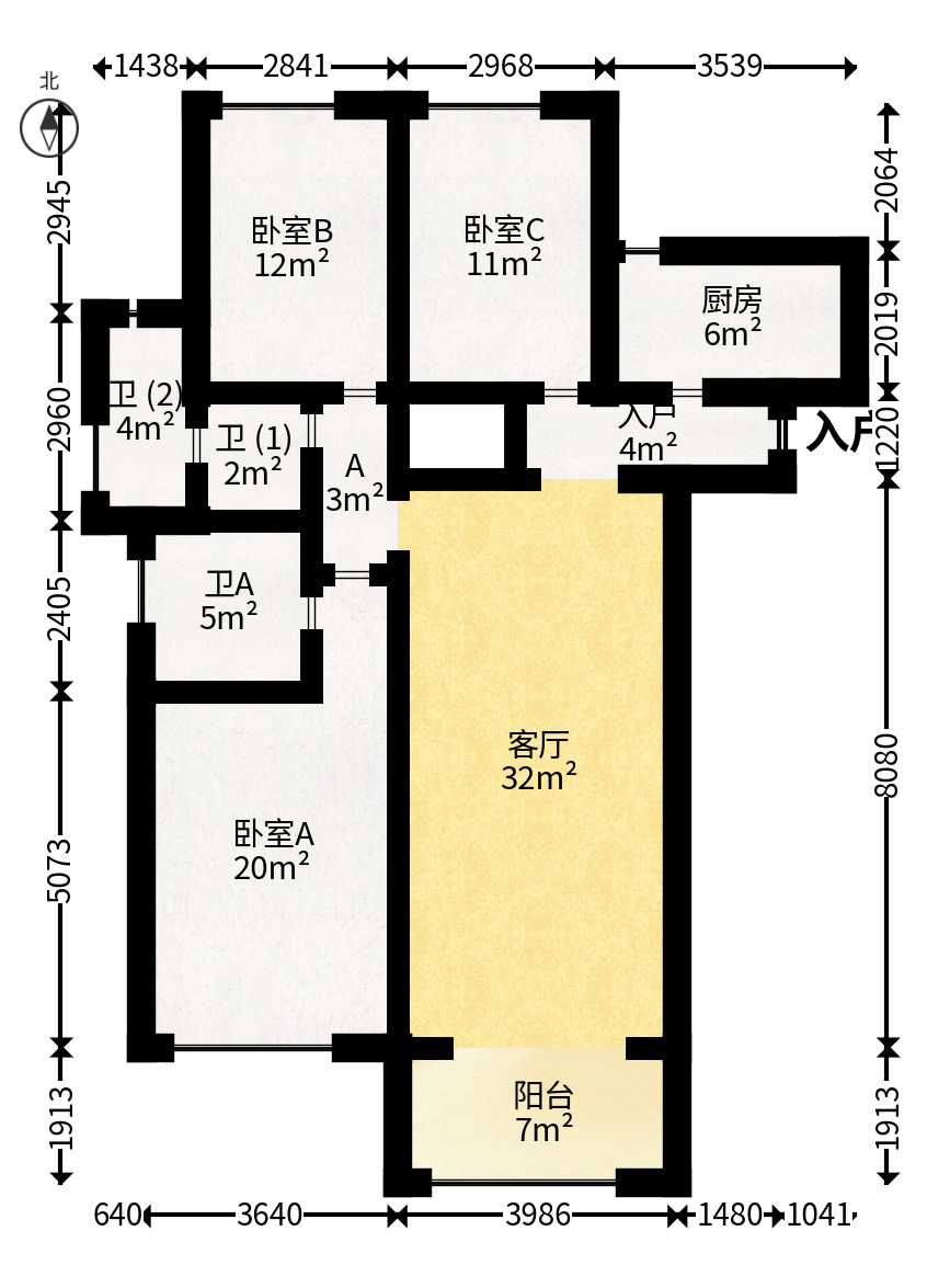 梅溪湖金茂府（金茂广场）（金茂览秀城）  3室2厅2卫   250.00万户型图