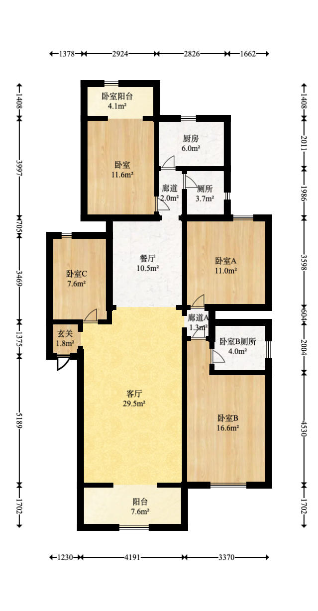 科教新村  4室2厅1卫   108.00万户型图
