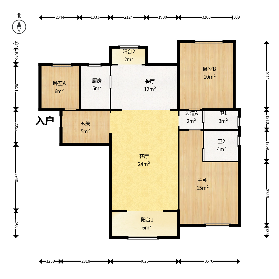 山语城三期  3室2厅2卫    83.0万户型图