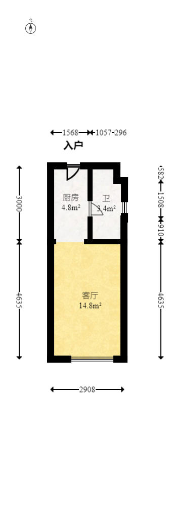 奥园城市天骄一期  1室0厅0卫   34.00万户型图