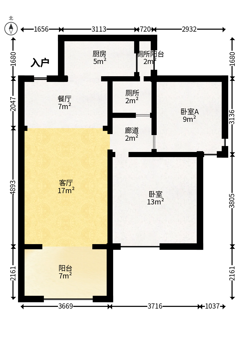 德惠雅苑（众星湘港公馆）  2室2厅1卫   69.80万户型图