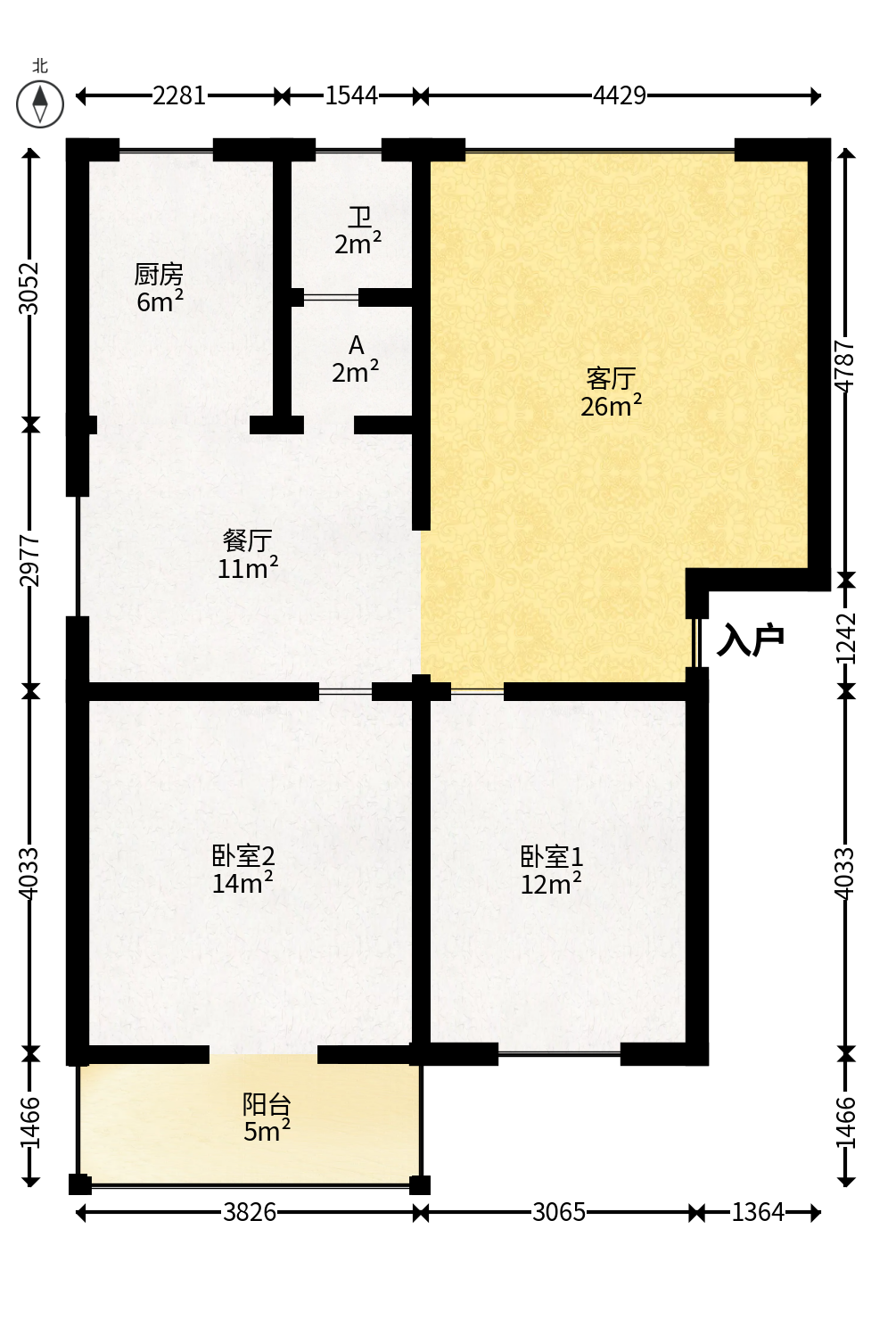 新世纪家园  2室2厅1卫   69.80万户型图