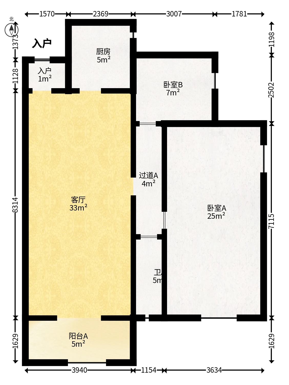 中建嘉和城  3室1厅1卫   98.00万户型图