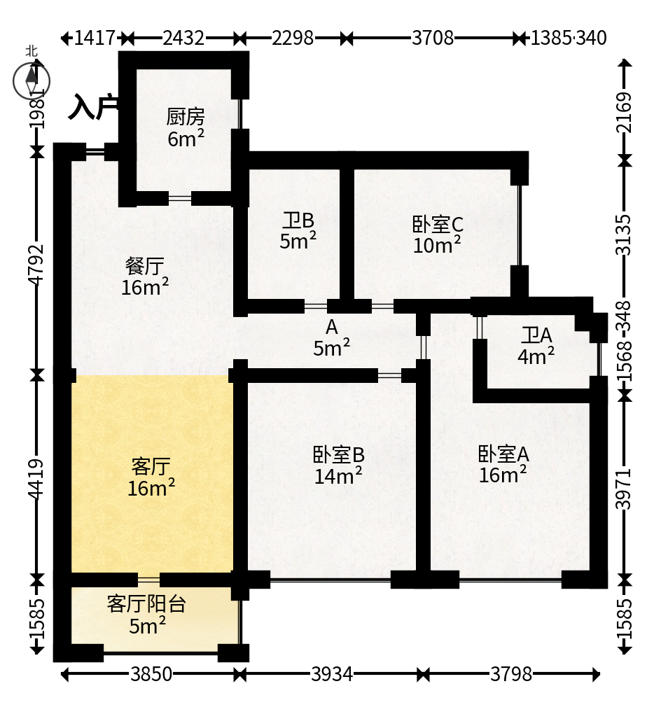 钰龙天下二期（钰龙佳园）  3室2厅2卫   190.00万户型图