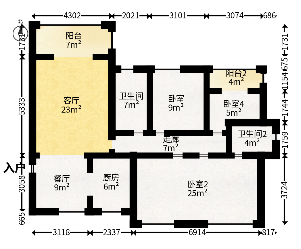 辉煌国际城三期  4室2厅2卫   150.00万户型图