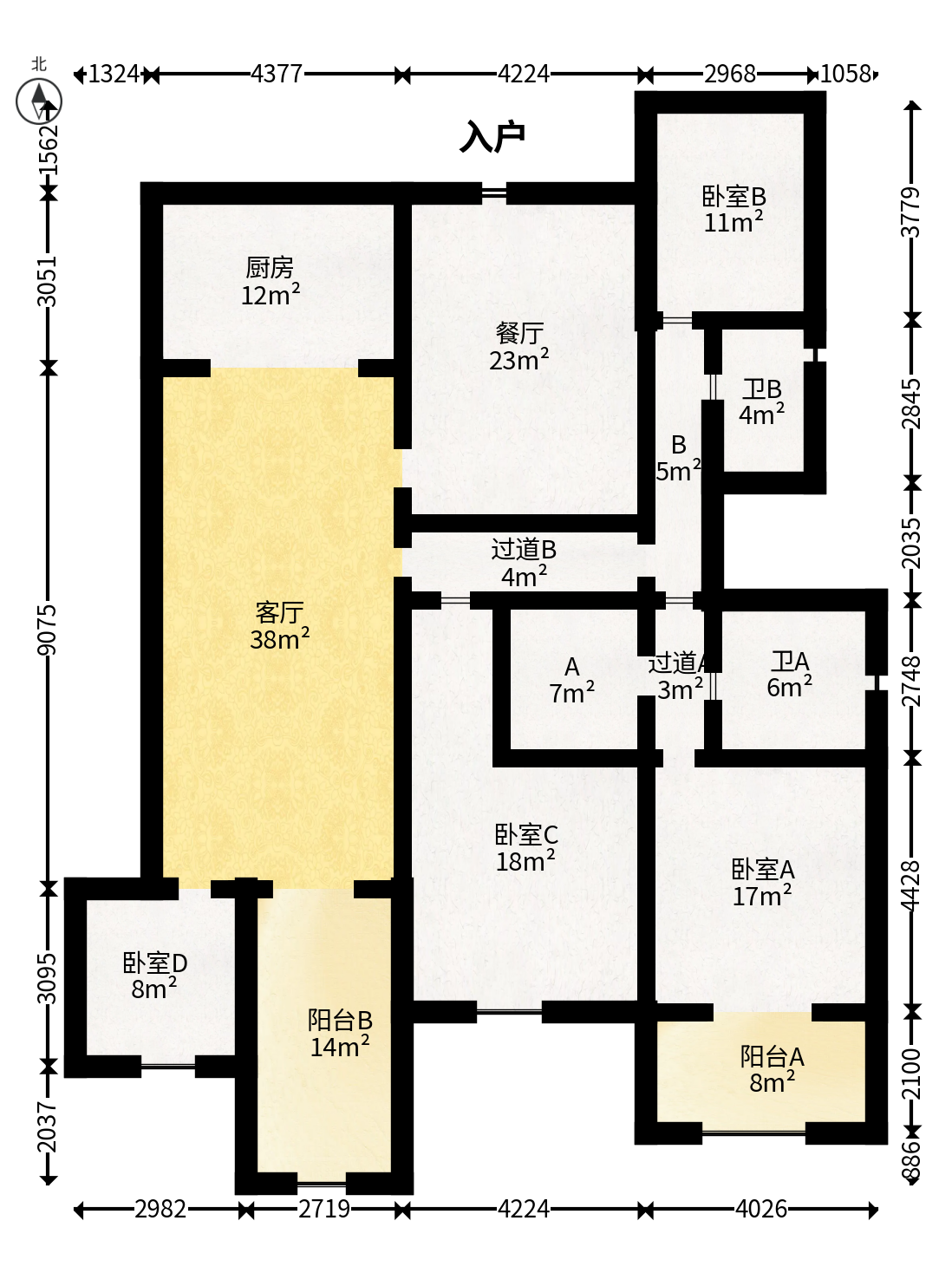 保利城（中航城国际社区、郡原美村）  6室4厅4卫   520.00万户型图