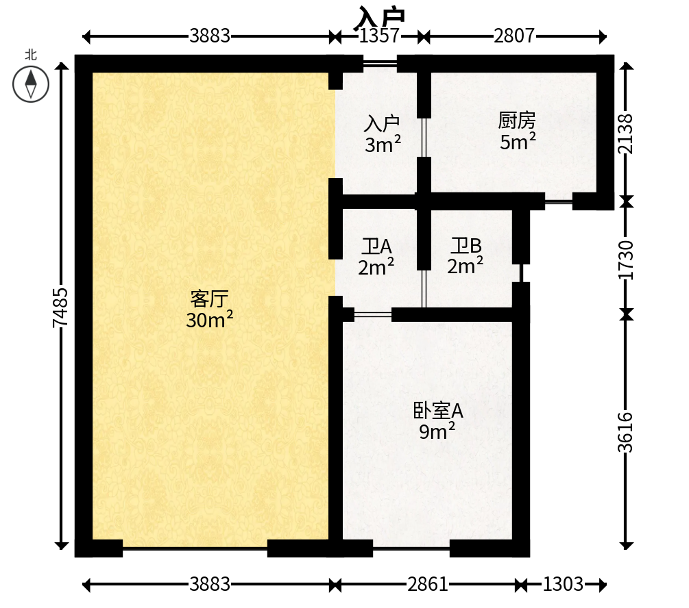 保利城（中航城国际社区、郡原美村）  4室2厅2卫   97.00万户型图