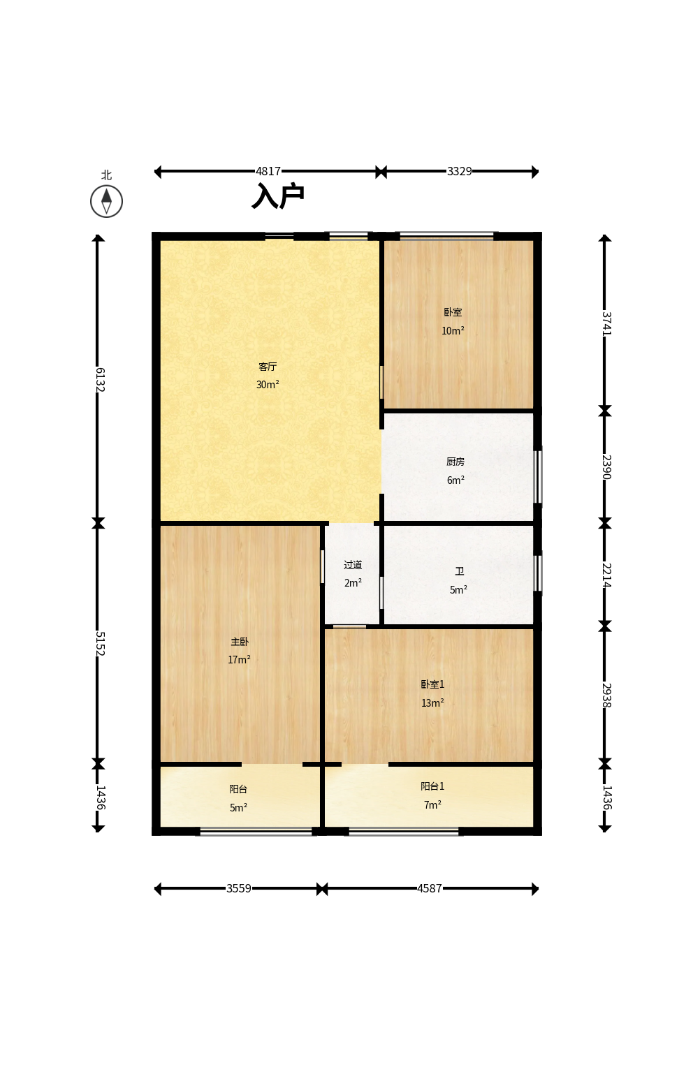 桐荫里社区  3室2厅1卫   55.80万户型图