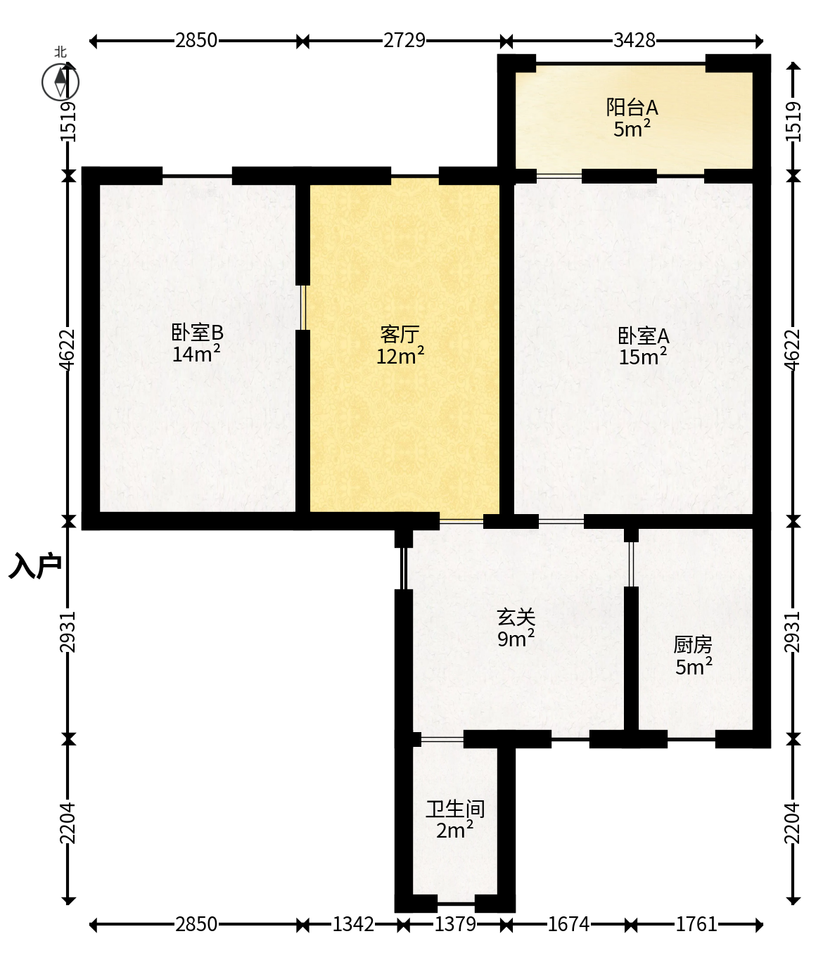 解放四村石子冲  2室1厅1卫   42.00万户型图