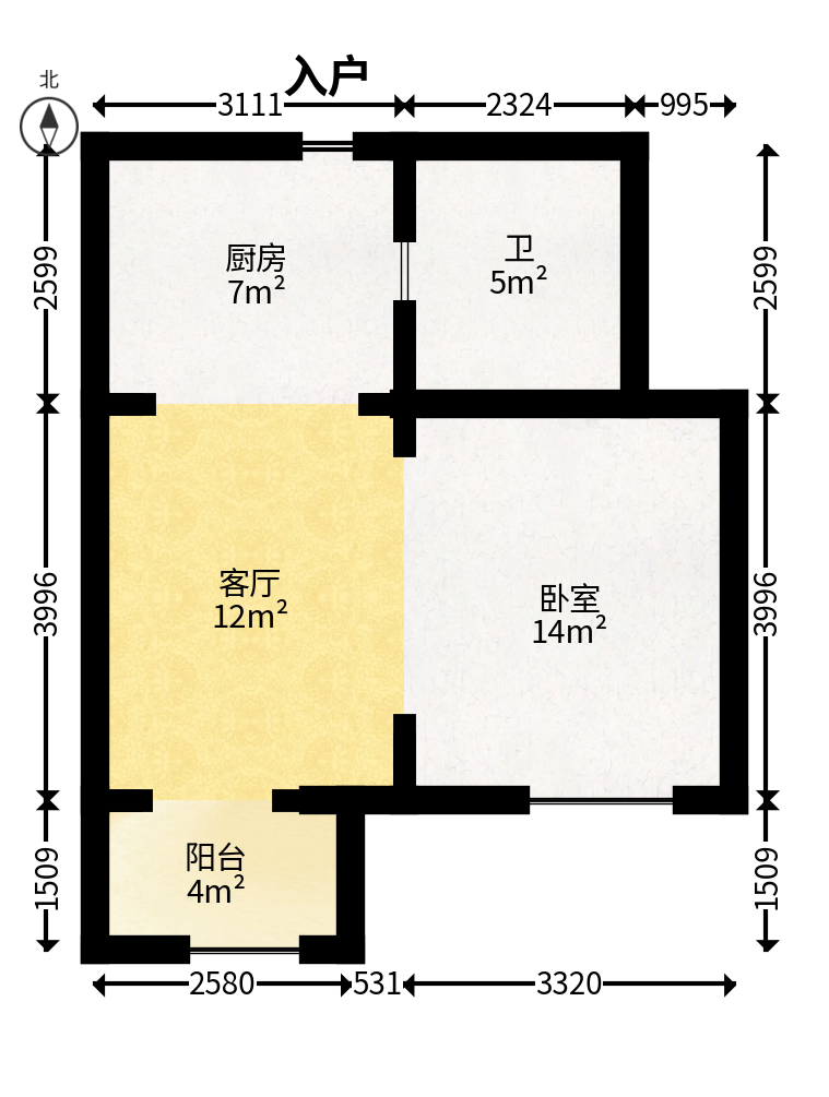 奥林匹克花园贡院三期  1室1厅1卫   28.50万户型图