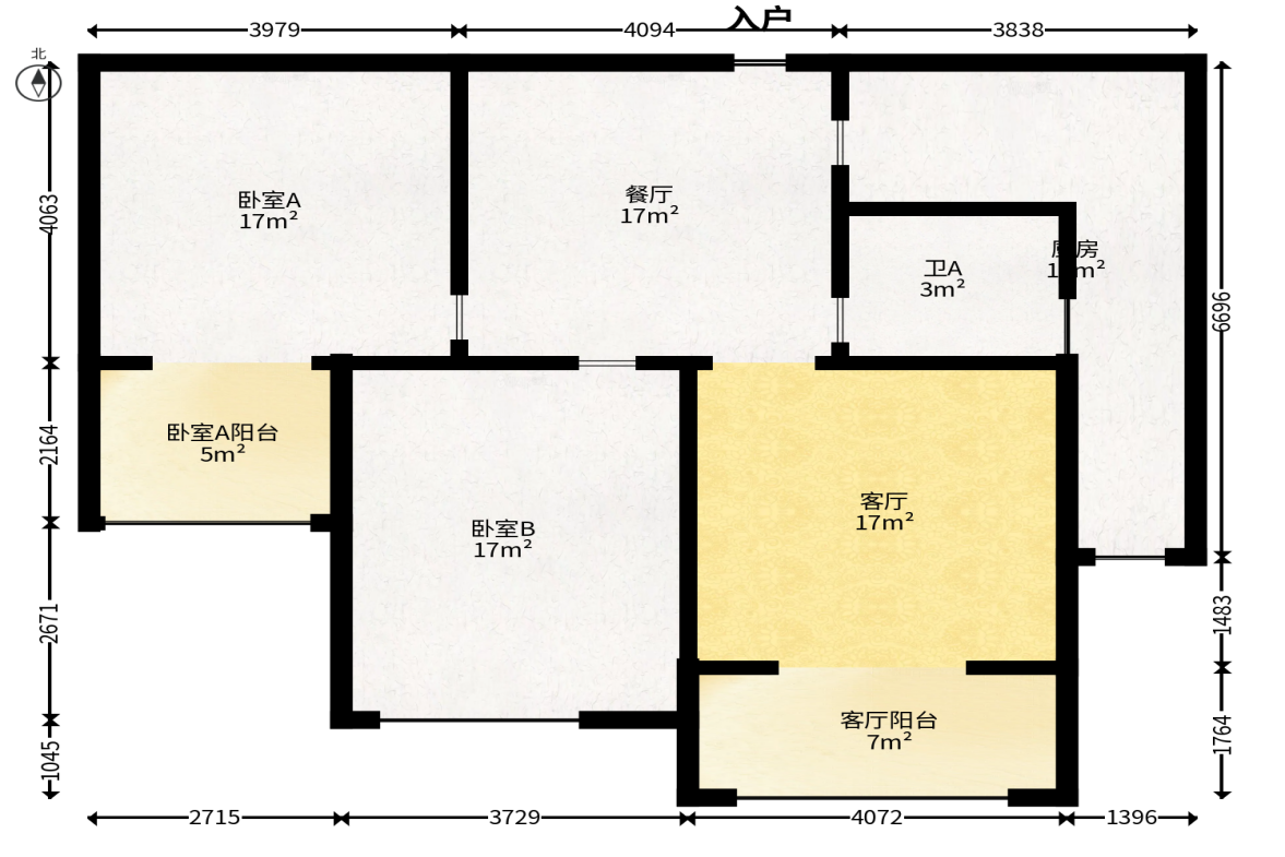 阳光丽城  3室2厅1卫   125.00万户型图