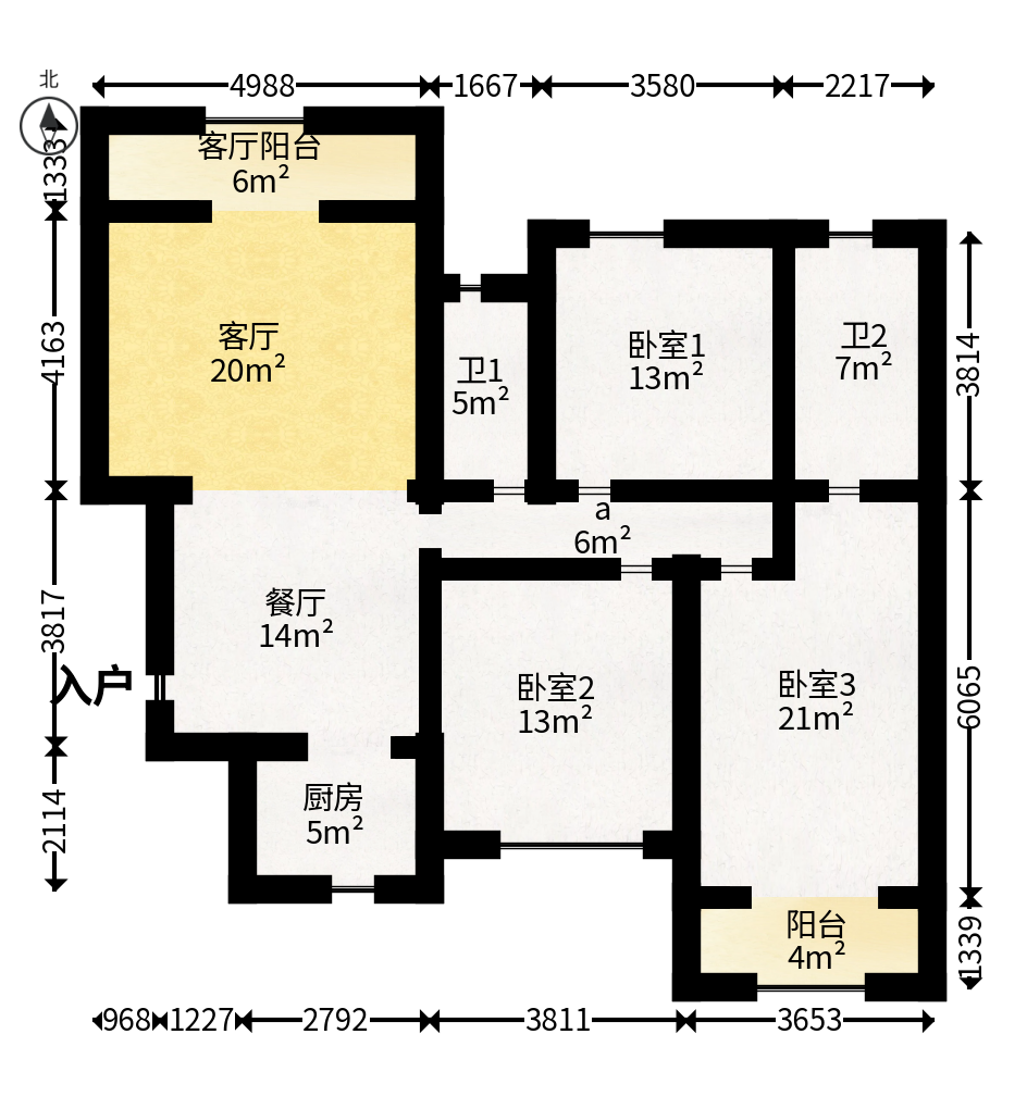 香缇雅苑（鑫远翡丽郡二期）  3室2厅2卫   205.00万户型图