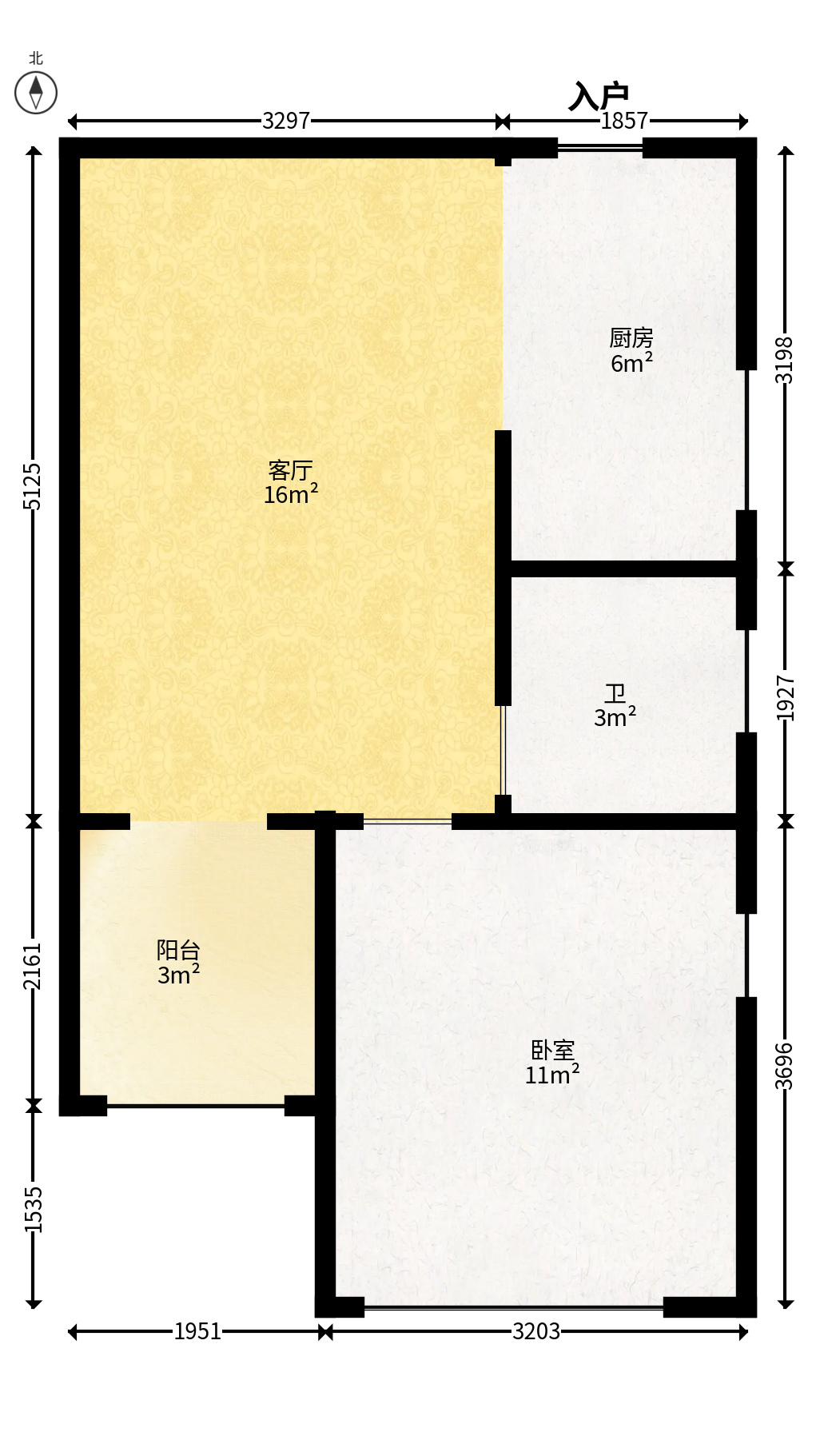 保利城（中航城国际社区、郡原美村）  1室1厅1卫   32.00万户型图
