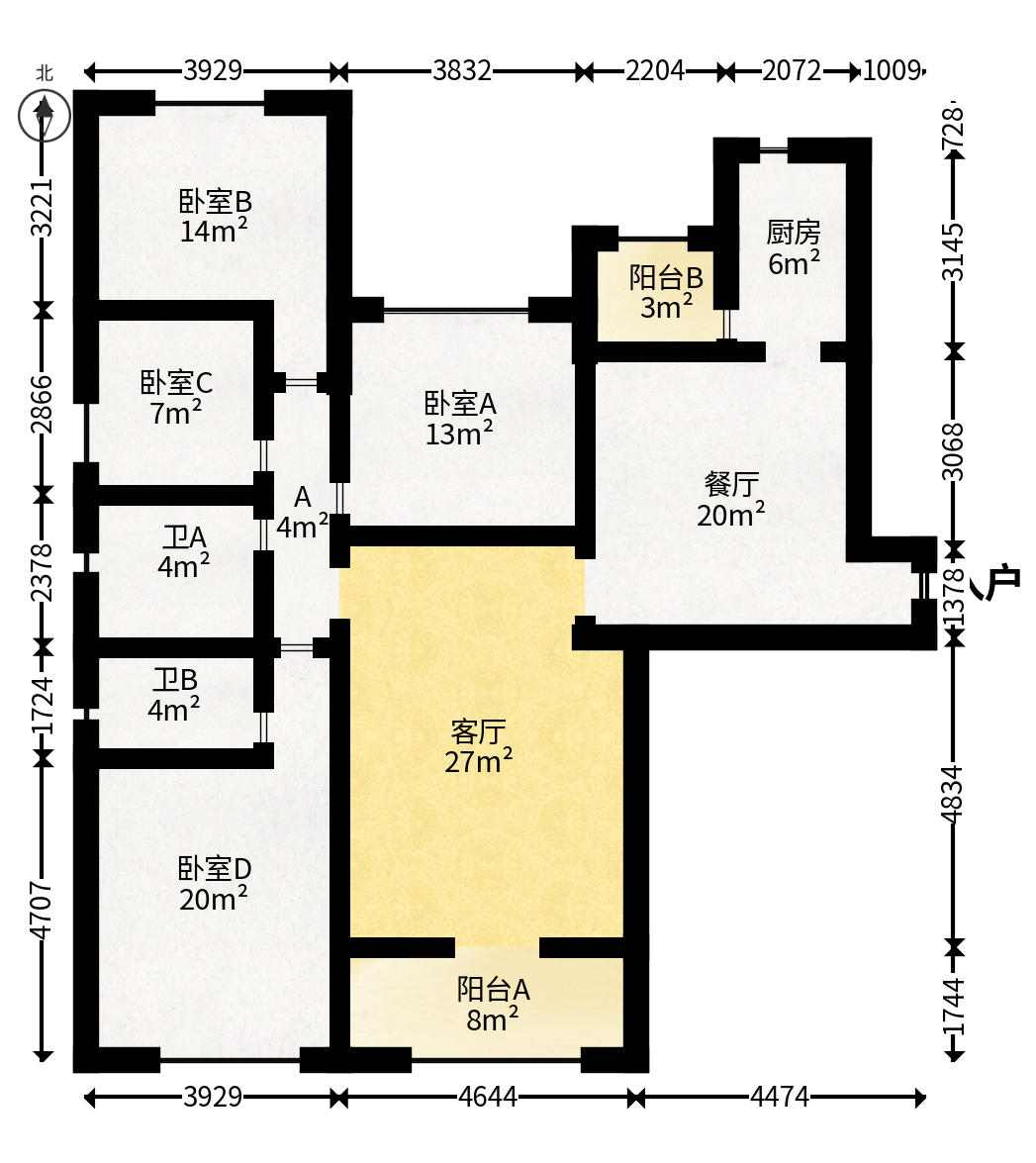 恒大雅苑  4室2厅2卫   165.00万户型图