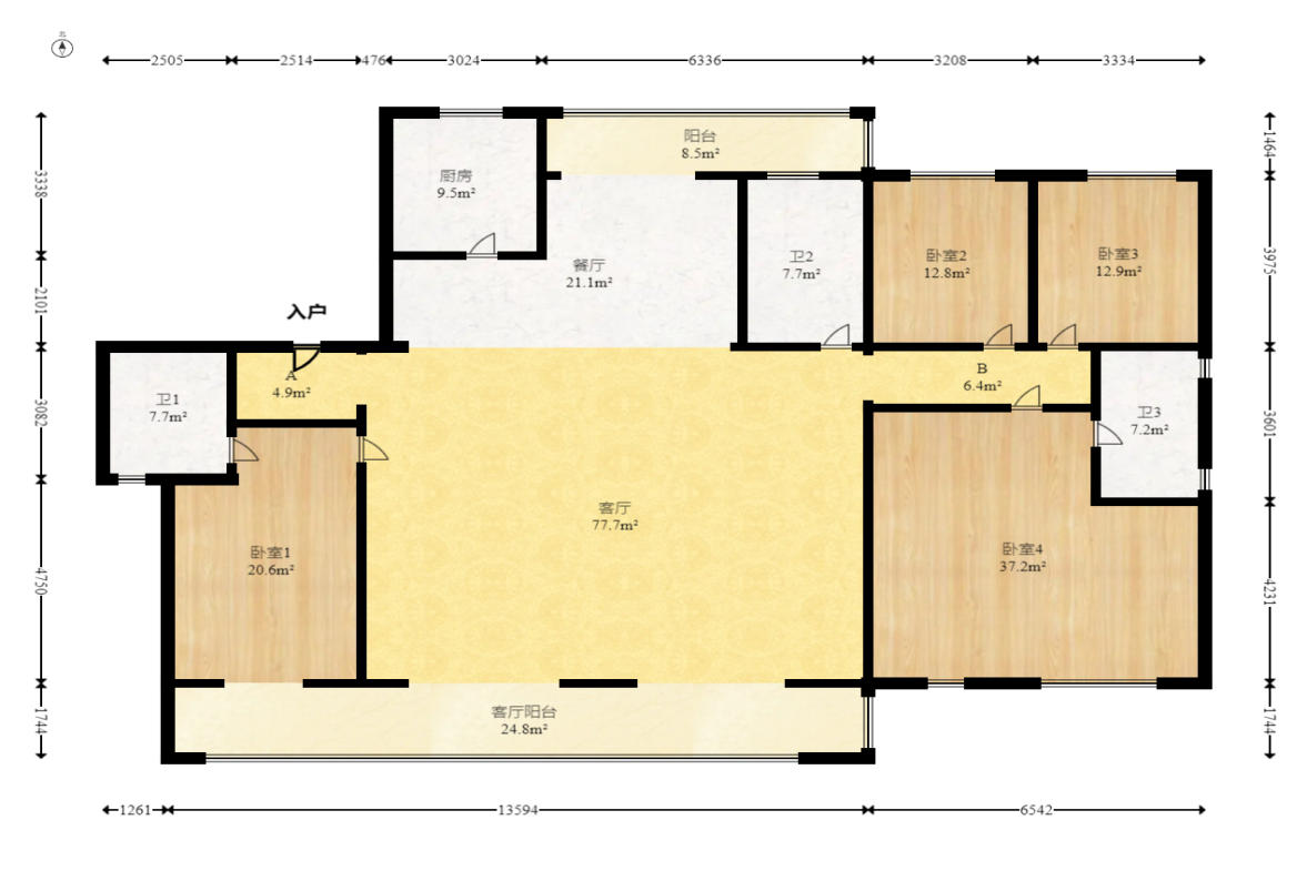 中建钰和城  4室2厅2卫   332.00万户型图