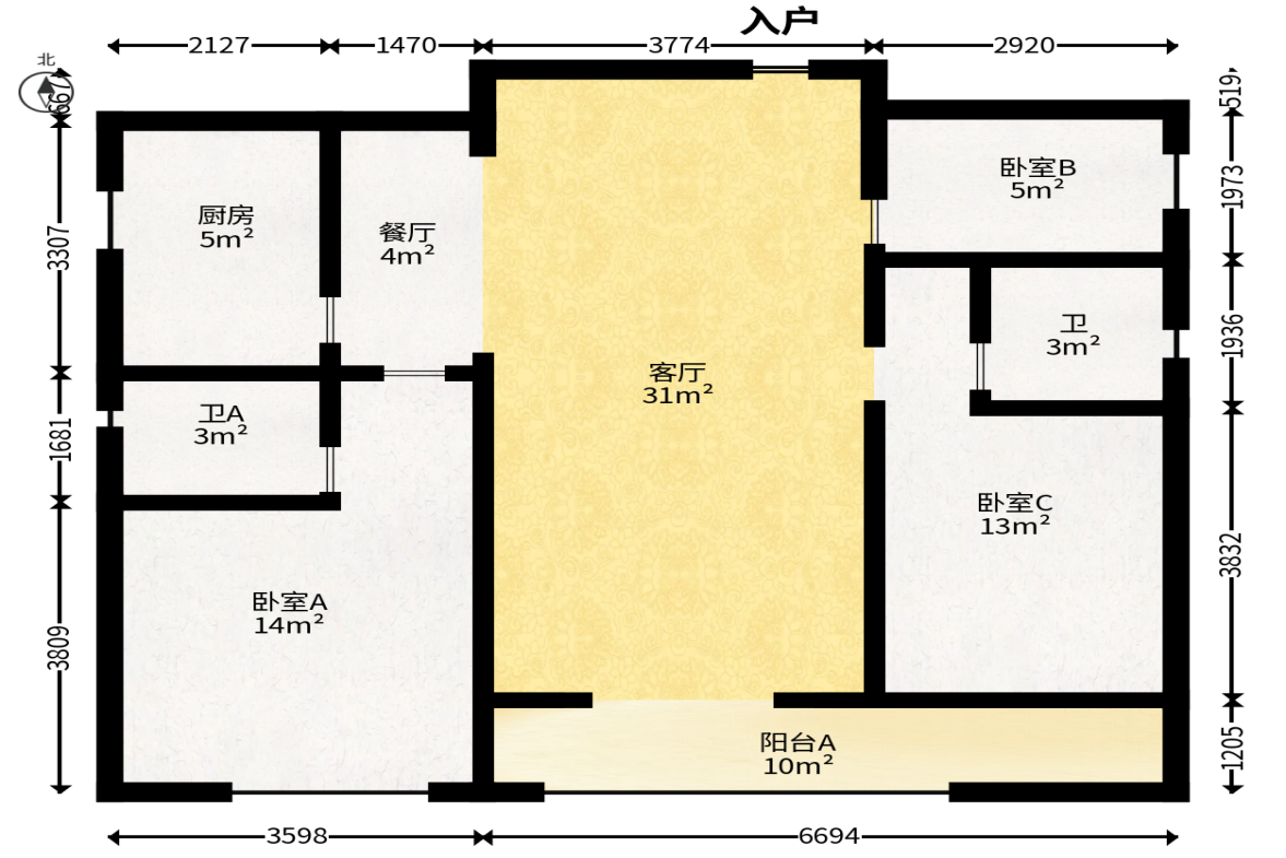 融创会展上东区  3室2厅2卫   109.00万户型图