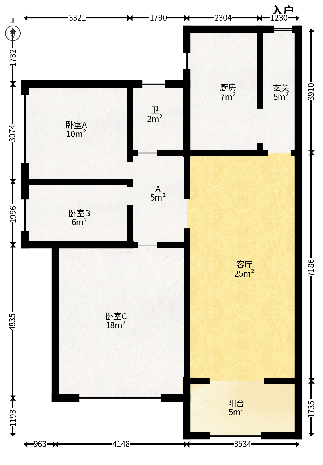 海洋半岛（月珑湾）  3室2厅1卫   80.00万户型图