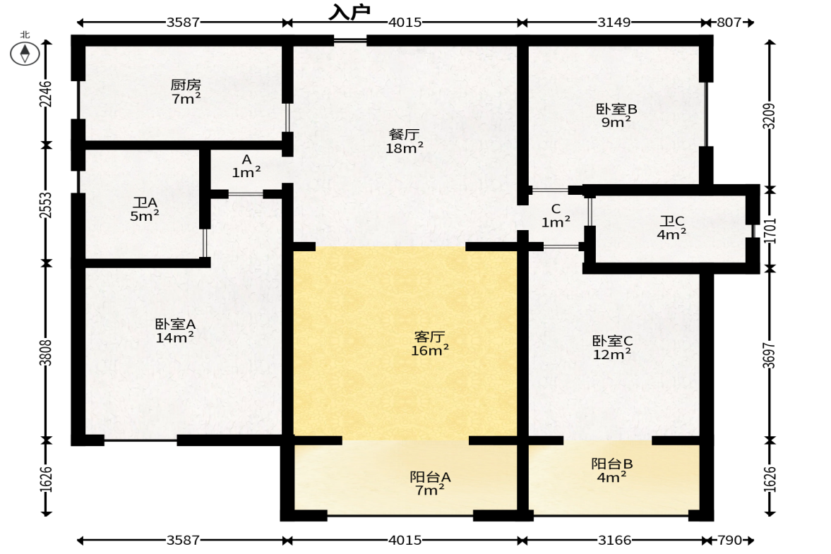 中建璟和城  3室2厅1卫   112.00万户型图