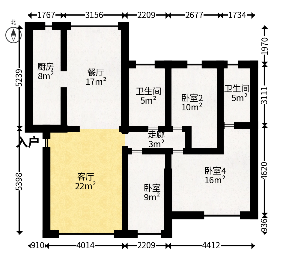 金科天悦（金科美邻汇）  3室2厅2卫   96.80万户型图