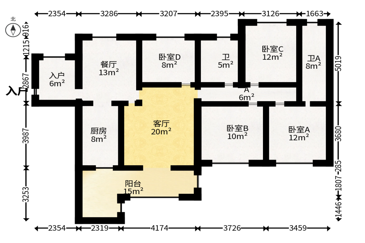 达美D6区  4室2厅2卫   148.00万户型图