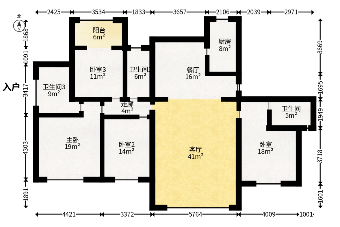 辉煌国际城三期  1室1厅1卫   225.00万户型图