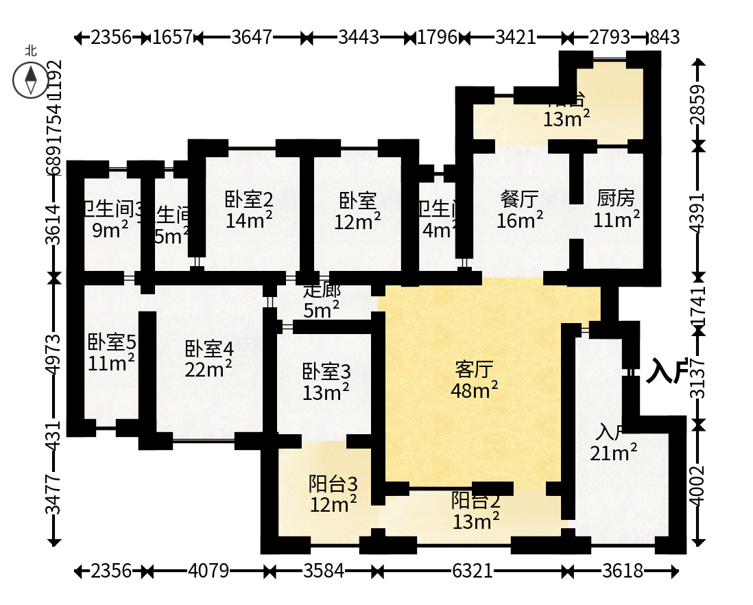 盛隆佳园  5室2厅2卫   221.00万户型图