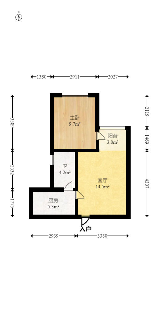中天广场  1室1厅1卫   55.00万户型图