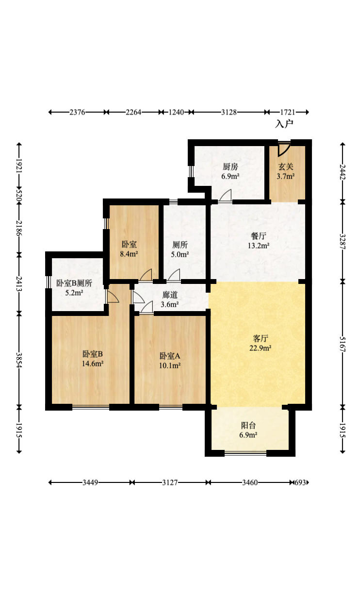 深业鹭栖府  3室2厅2卫   165.00万户型图