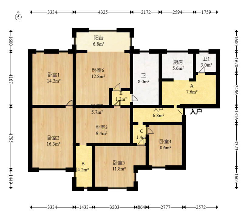 马王堆陶瓷建材新城  3室2厅2卫   78.00万户型图