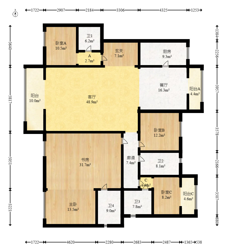 江山帝景雅墅（普罗旺斯）  5室2厅4卫   275.00万户型图