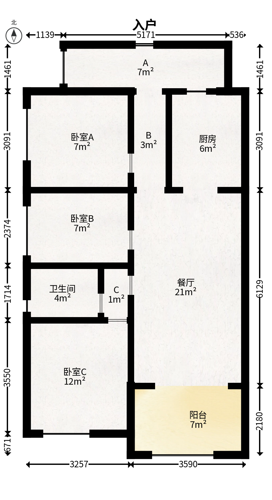 佳兆业水岸新都  3室2厅1卫   55.00万户型图