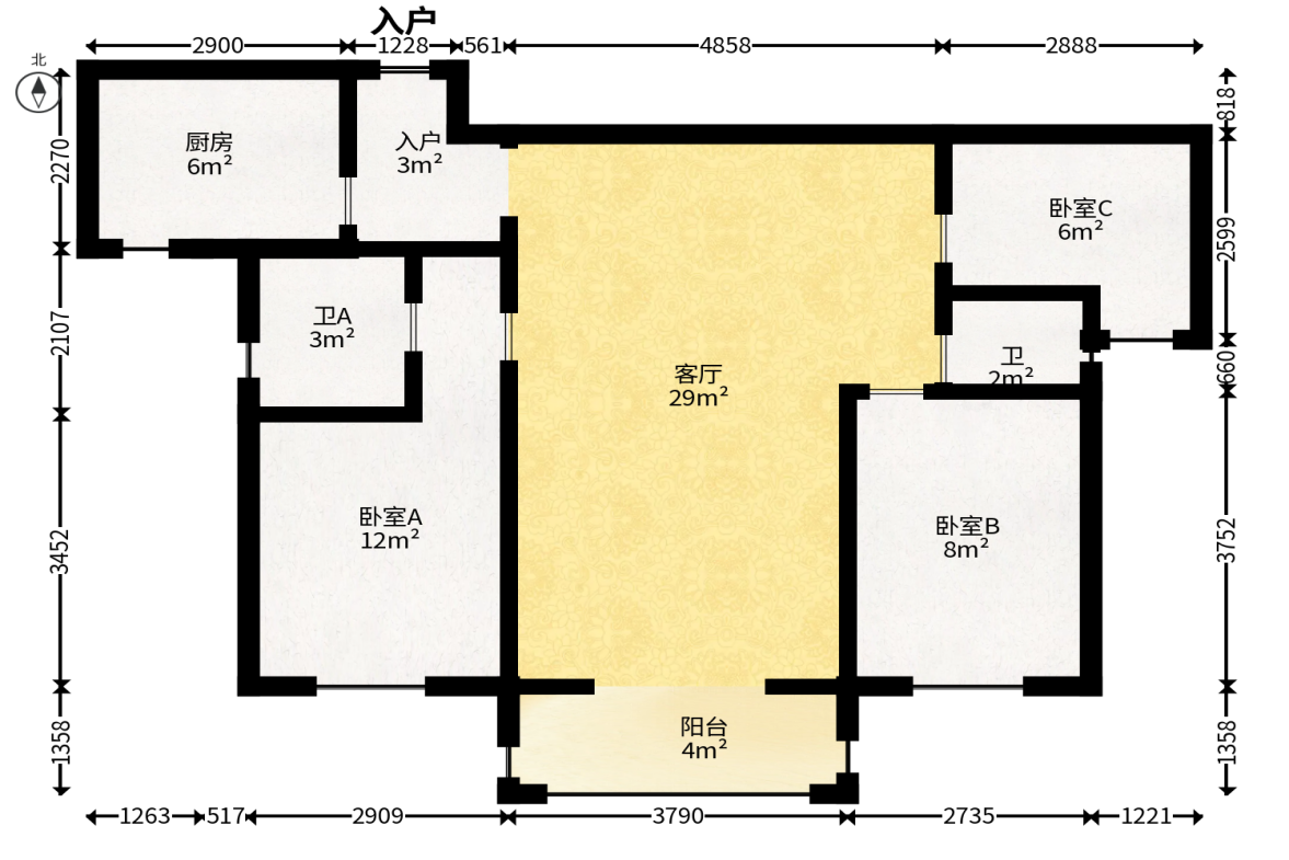 梅溪湖金茂湾  3室2厅2卫   143.00万户型图
