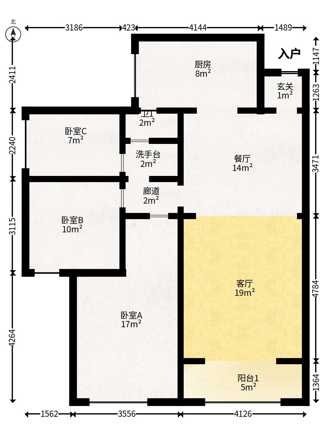 华润橡树湾  3室2厅1卫   83.80万户型图