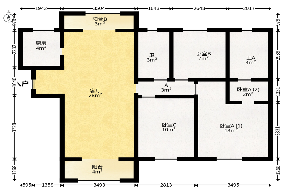 中海梅溪湖壹号  3室2厅2卫   193.50万户型图