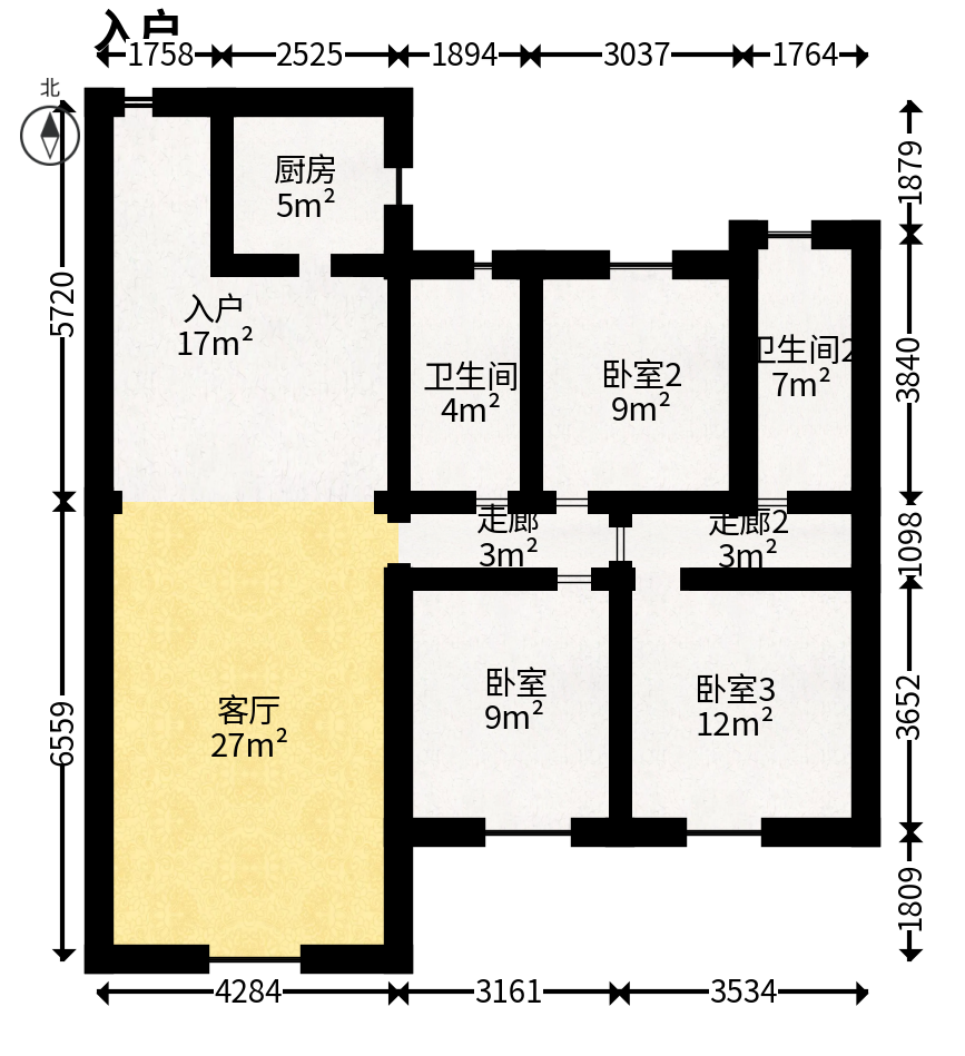 时代印记（长沙时代印记花园）  3室2厅2卫   165.00万户型图