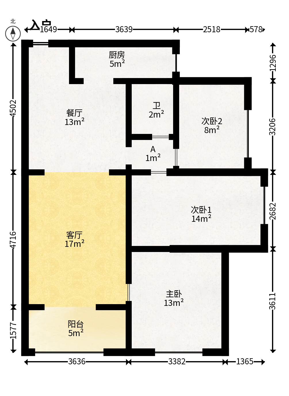 华润凤凰城三期  3室2厅1卫   81.80万户型图