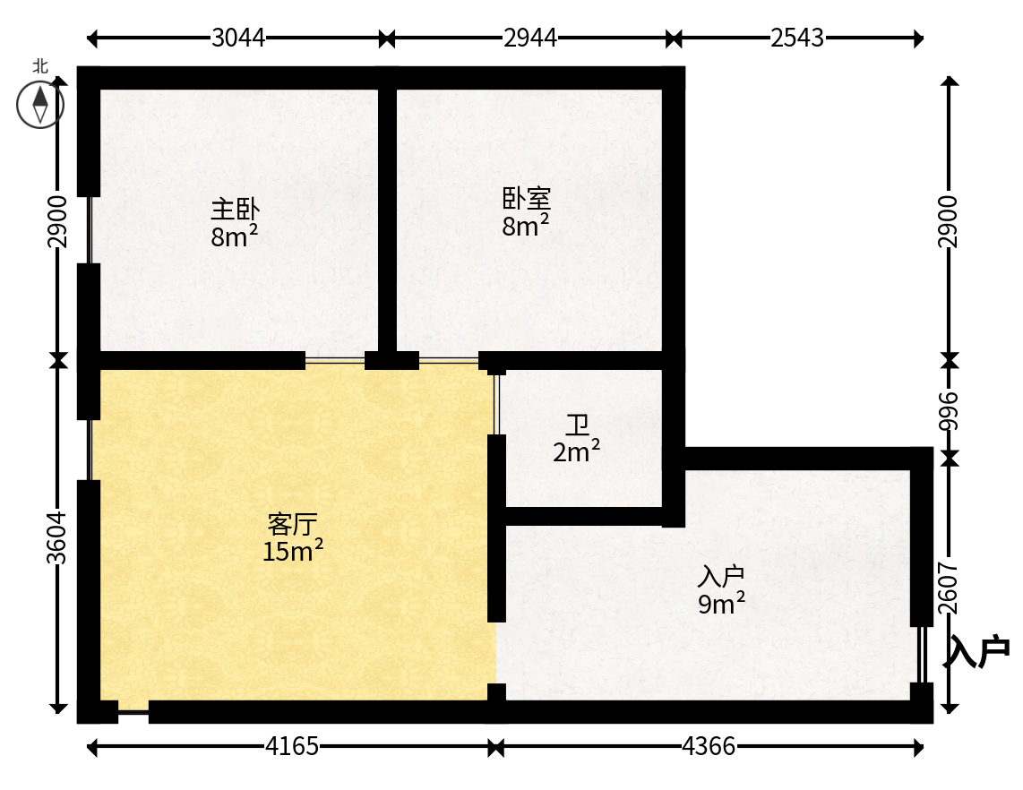 昊天大厦  2室1厅1卫   54.00万户型图