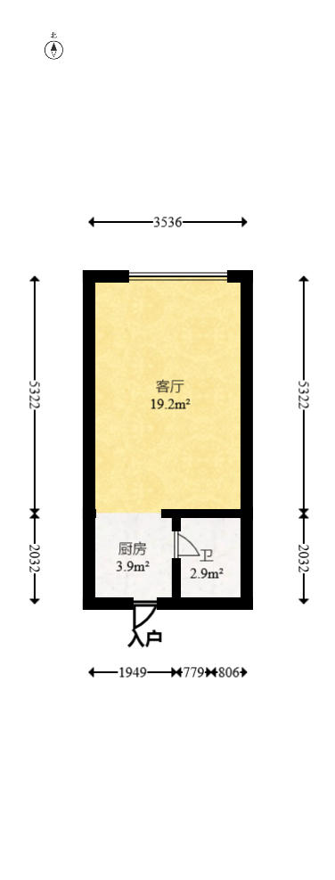 碧桂园翘楚棠  1室1厅1卫   22.00万户型图