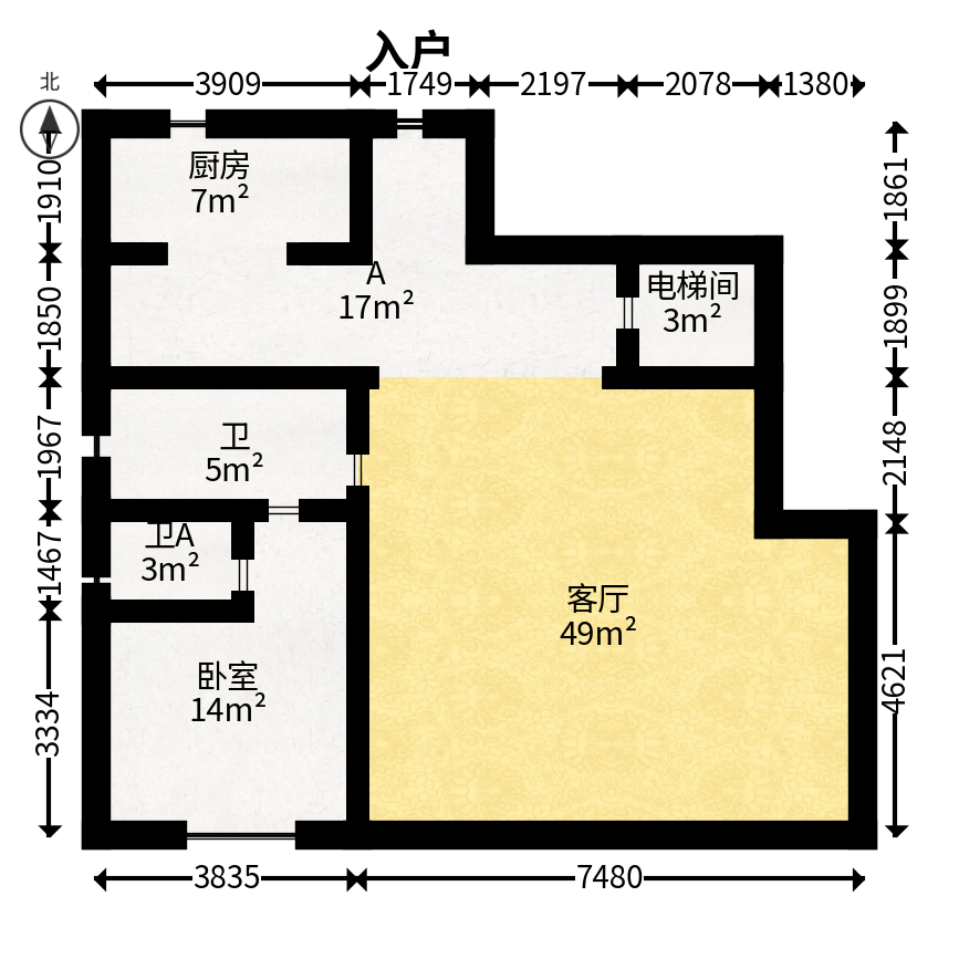 绿地麓湖郡  3室2厅2卫   460.00万户型图